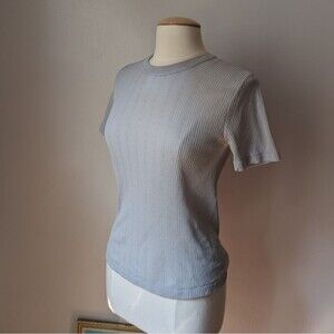 Vintage 70s Pastel Periwinkle Textured T-Shirt Top Size M
